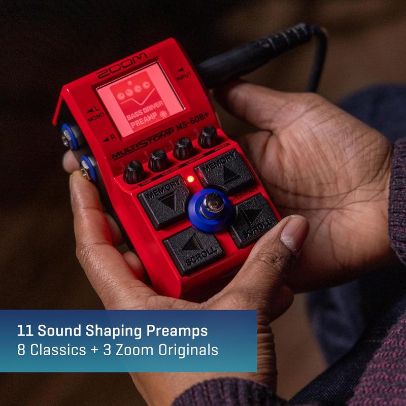 ZOOM MS-60B+ MultiStomp Bass Effects Pedal with 95+ Effects Featuring Amp Models, Preamps, Chorus, Delays, Reverbs, Filters, Stereo Effects, Effect Chaining, Single Stompbox, Tuner, & Battery Powered - Image 2